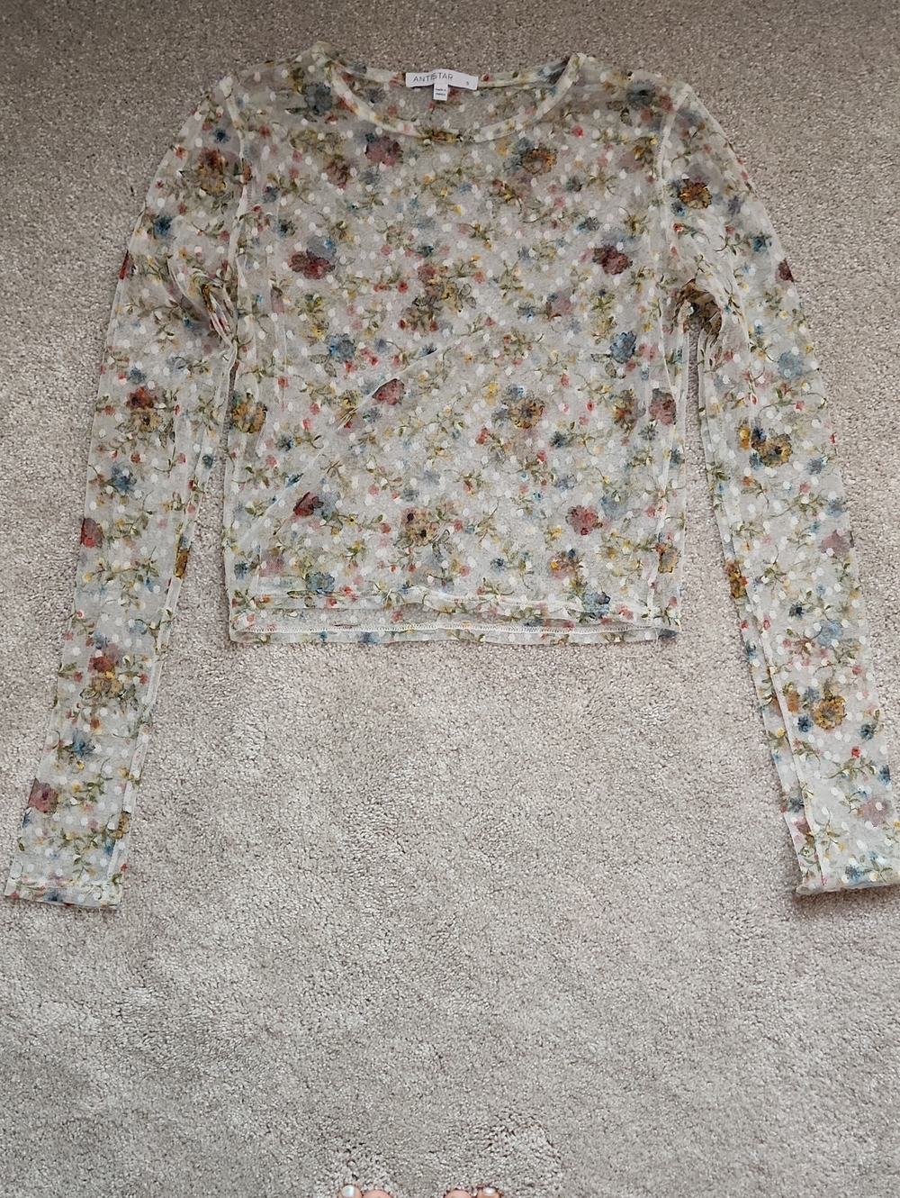 Floral Mesh Long-Sleeve Top